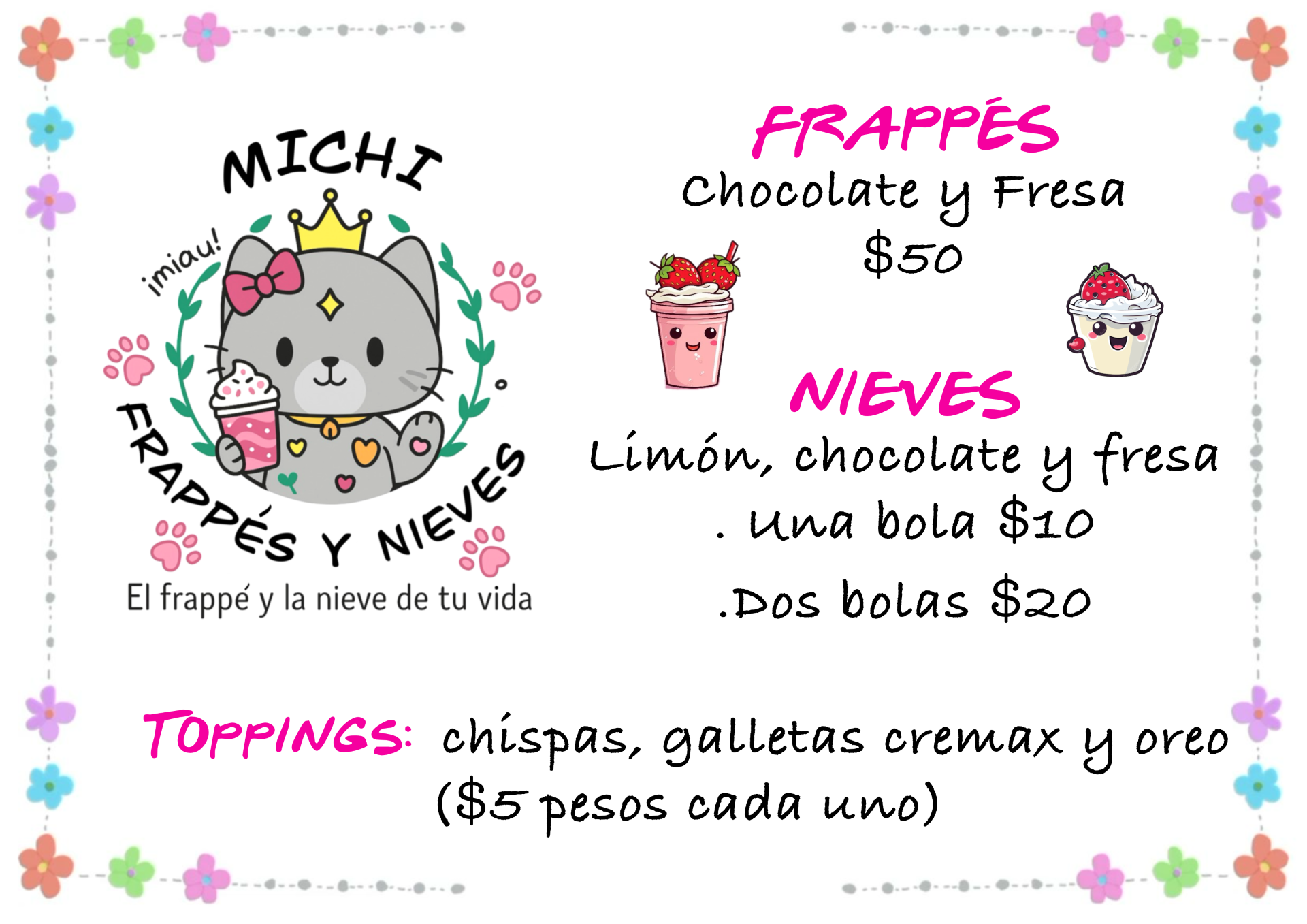 Nuestros Productos - Michi Frappés y Nieves